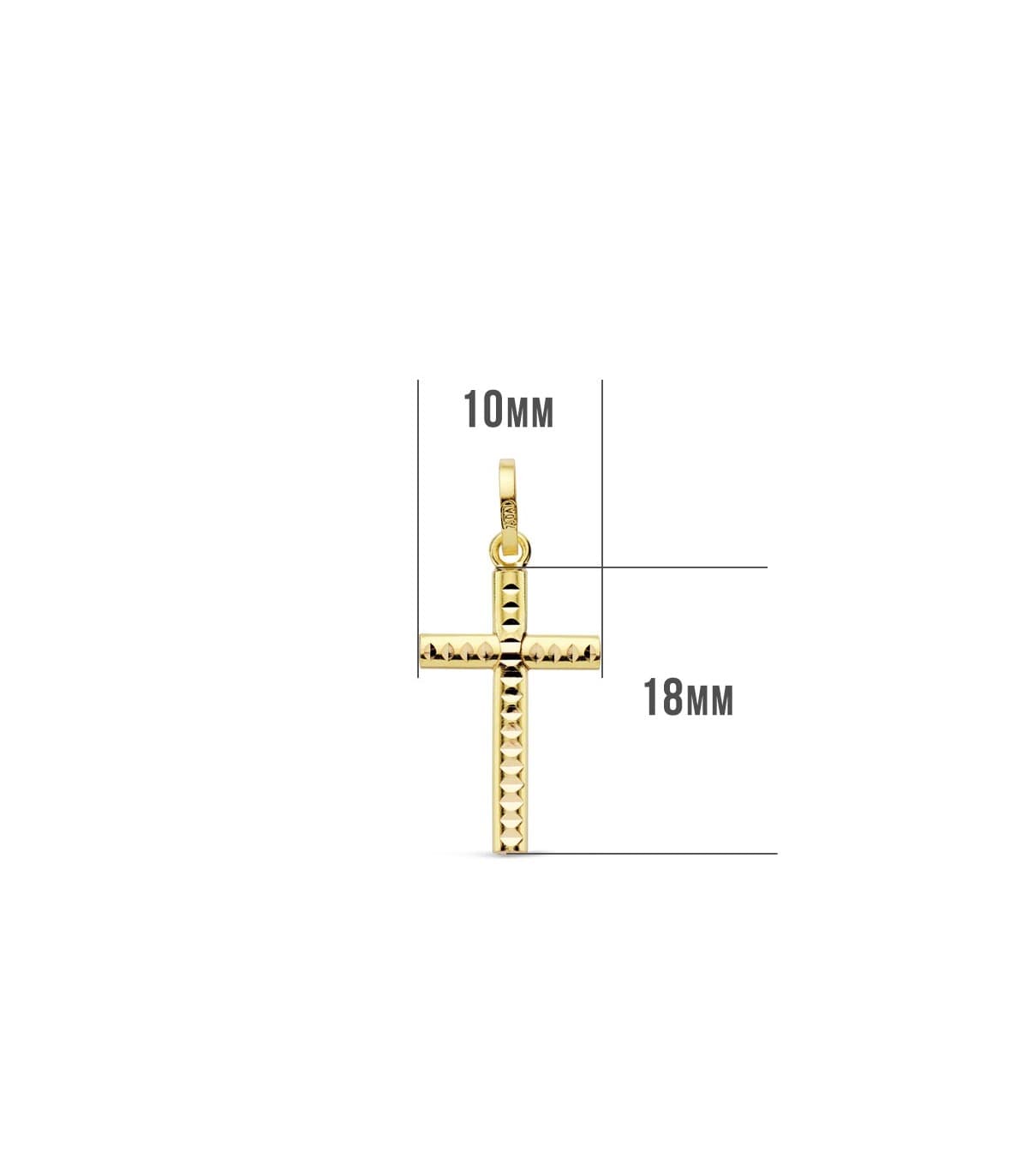 Cruz tallada de oro amarillo 18 mm