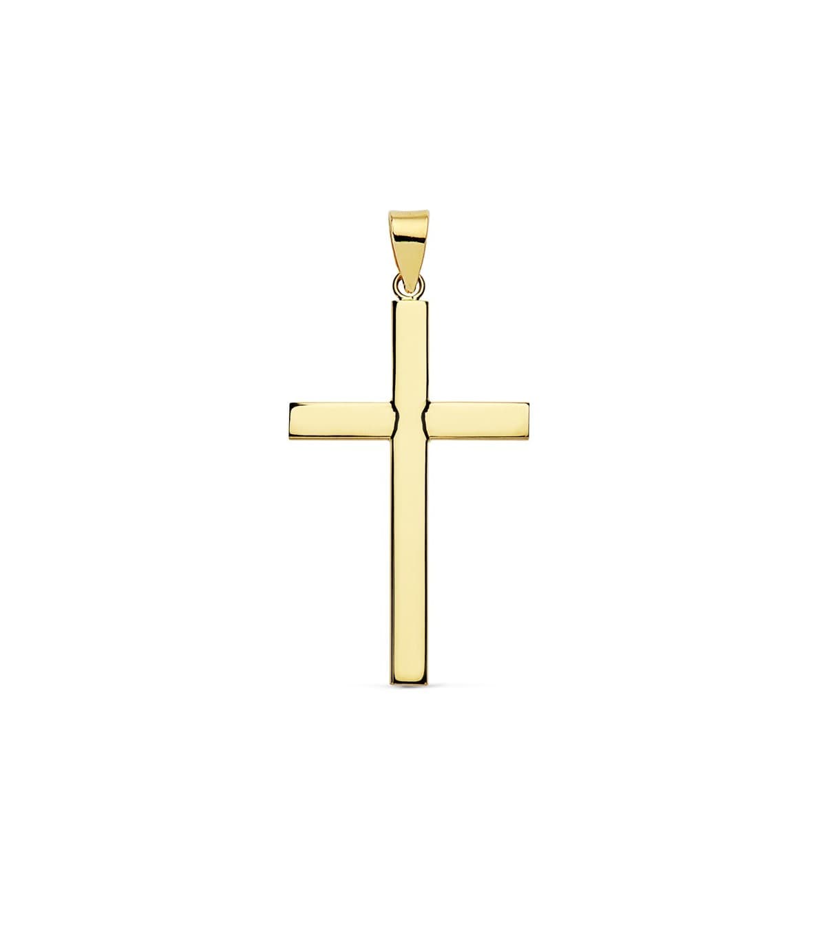 Croce da bambino, regalo per Comunione - Ciondolo a croce liscia in oro giallo 18 kt 32 mm