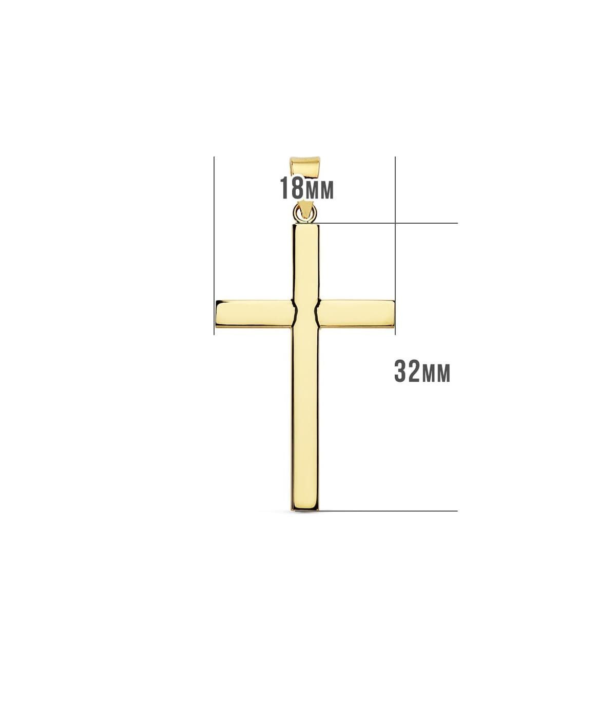 Croix Lisse Or Jaune 18 K 32 mm