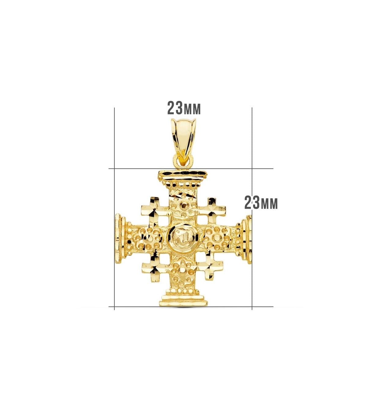 Croce di Gerusalemme oro giallo 18kt 23mm - Gioielli religiosi e croci d'oro