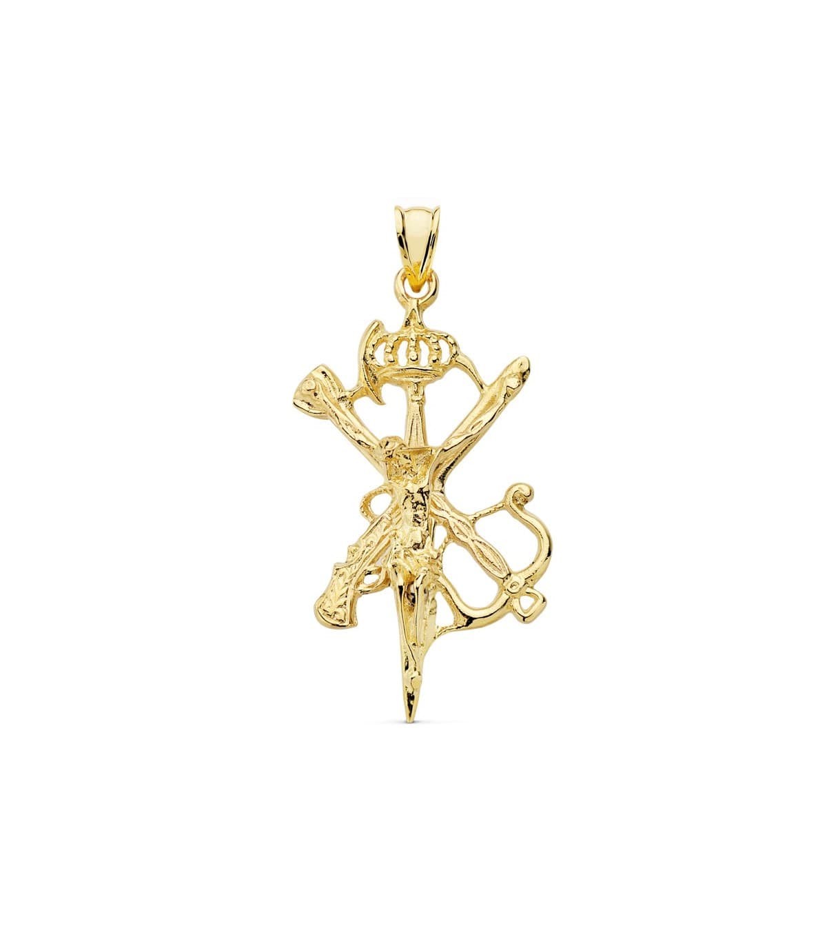 Anhänger Kreuz mit Jesus aus 750er Gold, massiv, 46 mm.
