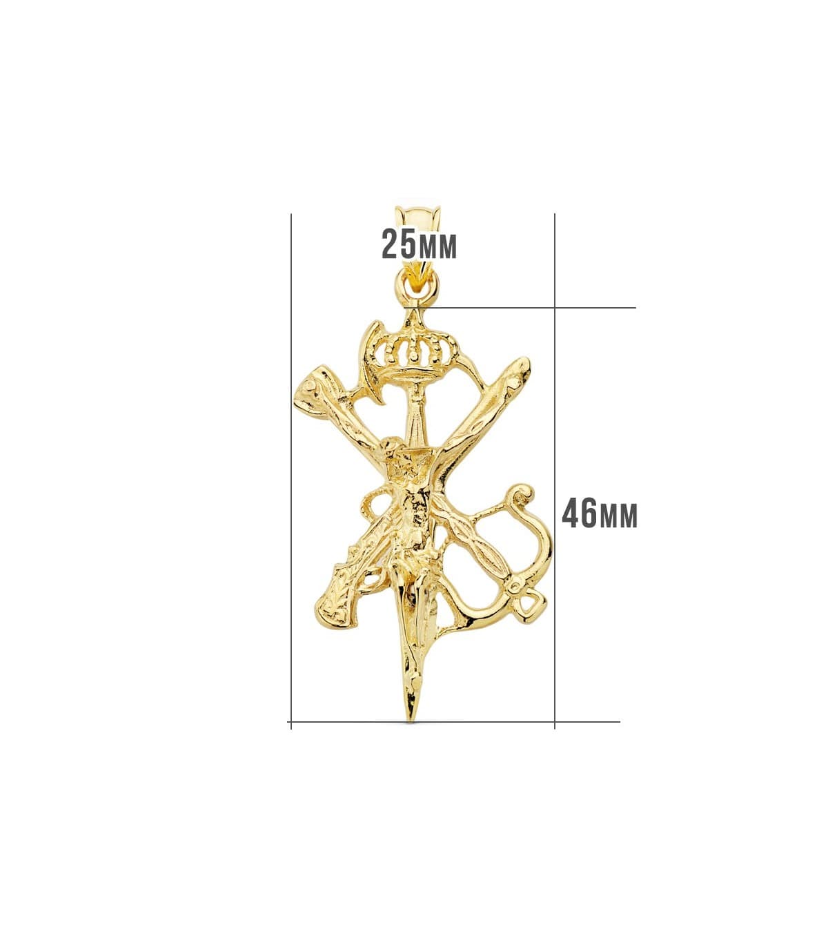 Anhänger Kreuz mit Jesus aus 750er Gold, massiv, 46 mm.