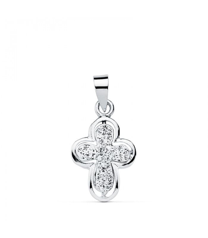 Kreuz mit Zirkonia Damen, Kreuzkette Weißgold 9K 9k16688