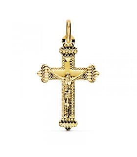 Religiöses Kruzifix – orthodoxes Kreuz aus Gelbgold 750 – christliches Symbol und Schmuck