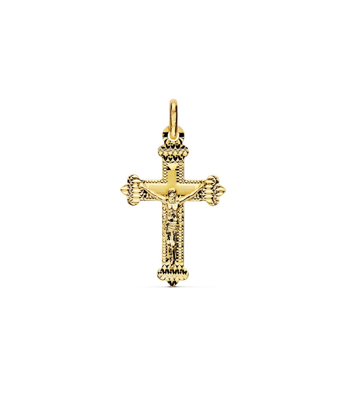 Croix Irrégulier Christ Or Jaune 18K 23mm Laser