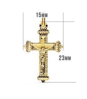 Religiöses Kruzifix – orthodoxes Kreuz aus Gelbgold 750 – christliches Symbol und Schmuck
