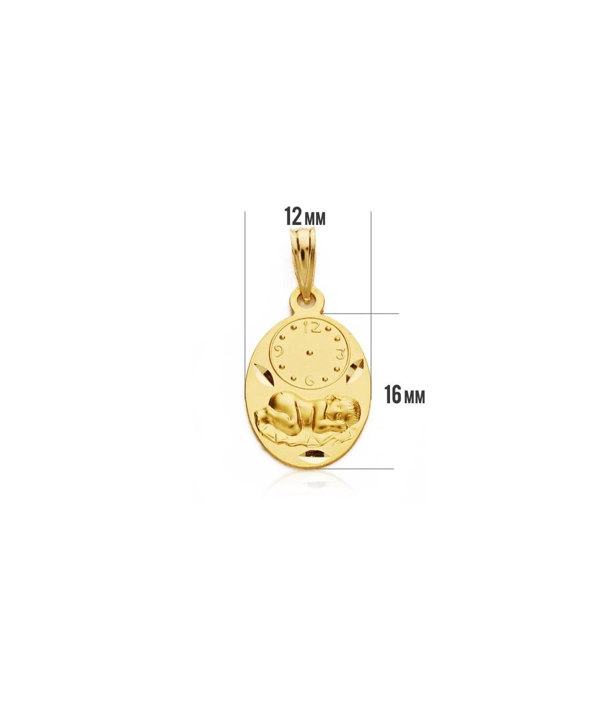Medalla  niño  y reloj oval oro 18ktes