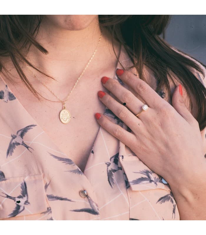 Medalla Escapulario Virgen Guadalupe México Oro 18k 21mm