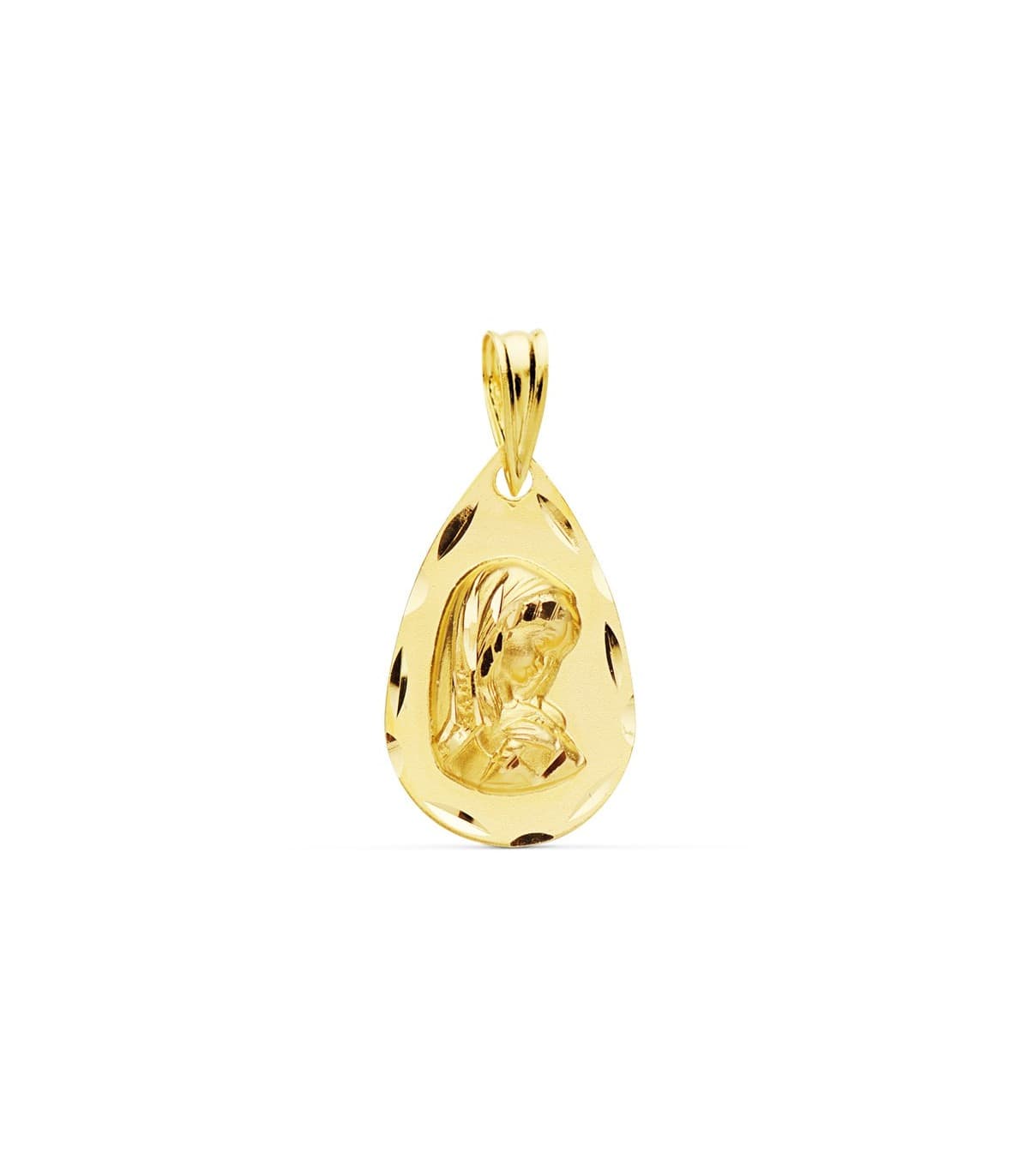 Medalla Virgen Niña Matizada Oro Amarillo 18 K 19 MM