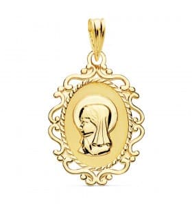 Virgen Niña Cerco Oro Amarillo 18 K 23 MM