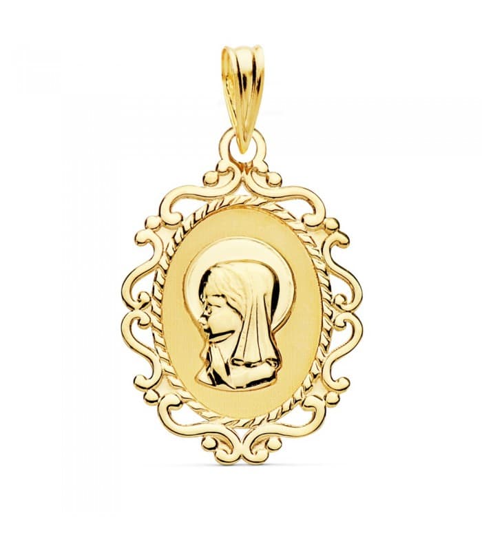 Virgen Niña Cerco Oro Amarillo 18 K 23 MM