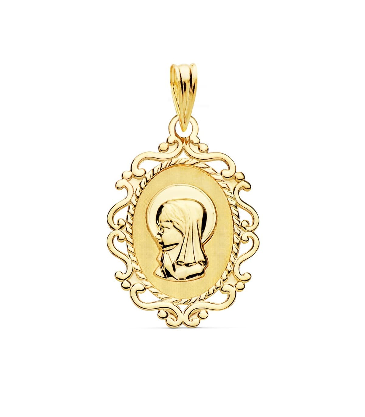 Virgen Niña Cerco Oro Amarillo 18 K 23 MM