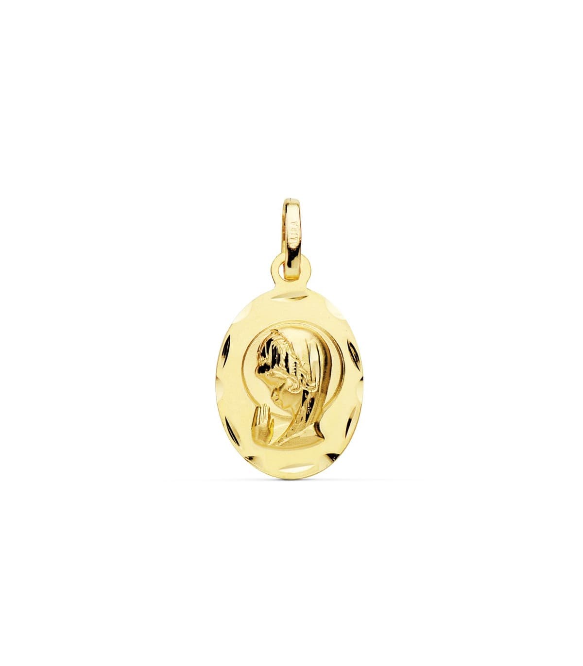 Médaille Ovale Vierge 18K Facetté 19 MM