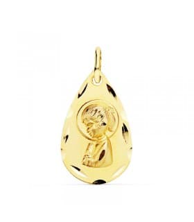 Medalla Virgen Niña Oro Amarillo 18 K 19 MM