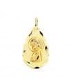 Medalla Virgen Niña Gota Tallada Oro 18 K 19 MM
