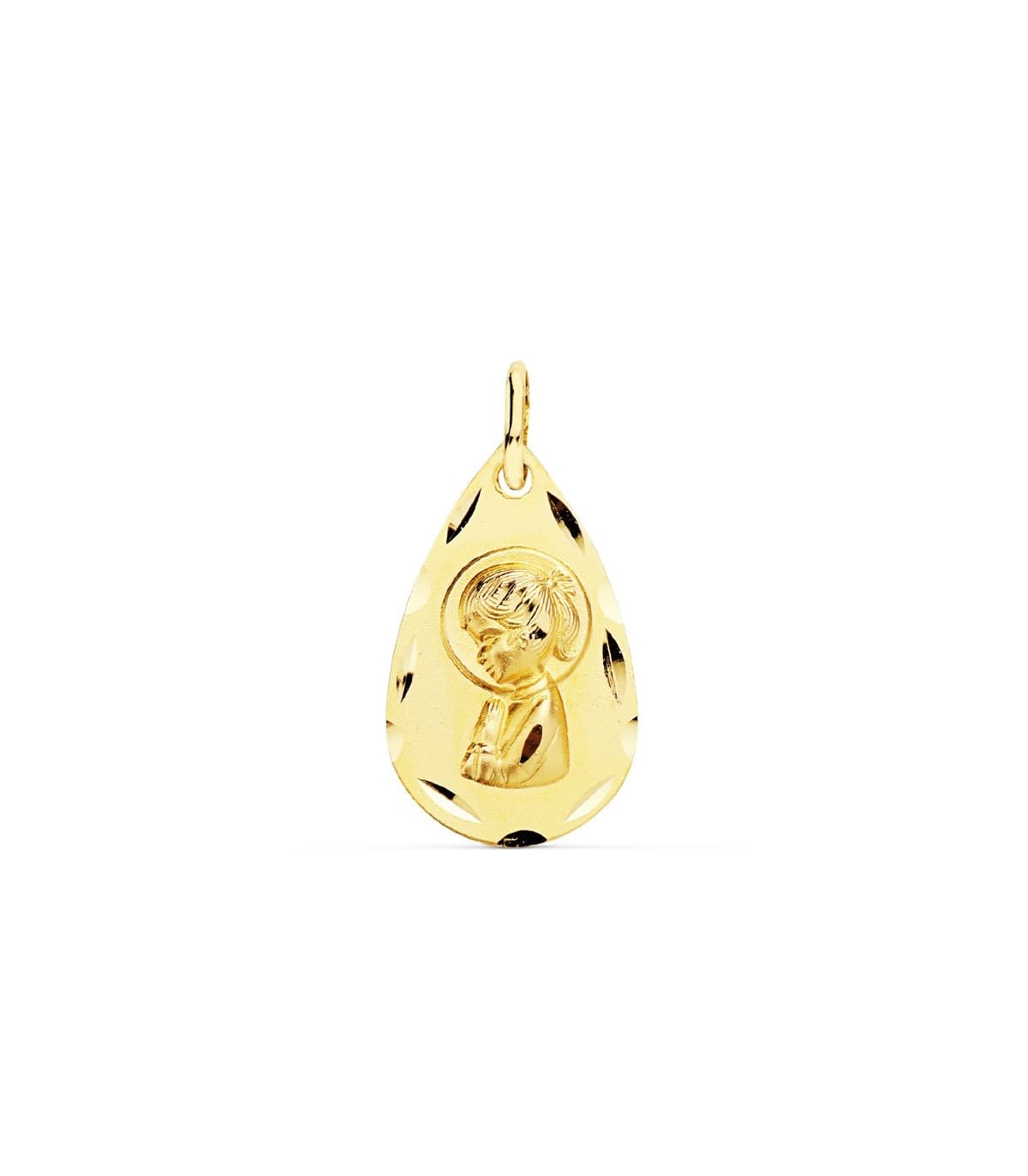 Medalla Virgen Niña Oro Amarillo 18 K 19 MM