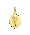 Medalla Virgen Niña Oval Tallada Oro 18 K 19 MM