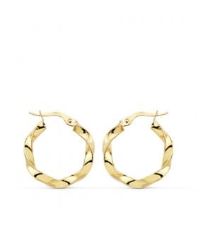 Orecchini cerchio filo intrecciato oro giallo 18 Kt 21 MM