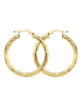 Orecchini cerchi cavi lucidi oro giallo 18 Kt 29 MM