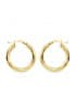 Aros Huecos trenzados ondulados tallados Brillo Oro Amarillo 18 Kilates pendientes mujer largos colgantes