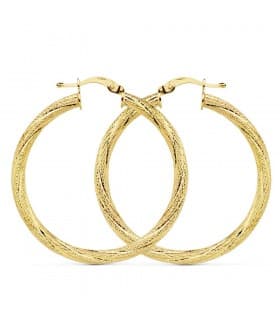 Aros grandes de Oro Amarillo 18 K 29 MM pendientes aretes