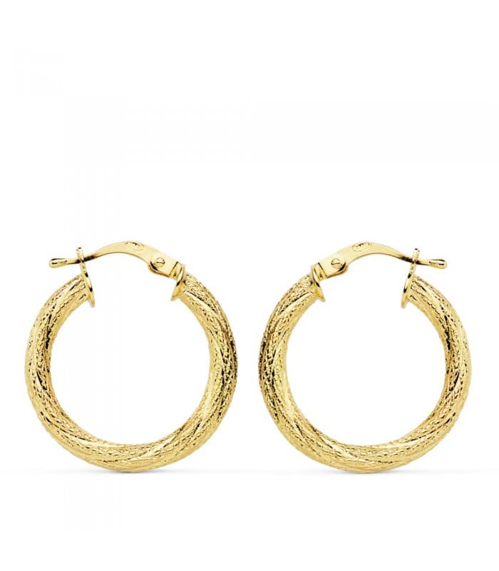 Aros Grano Oro Amarillo 18 K 21 MM - Pendientes aros para mujer. Joyería online