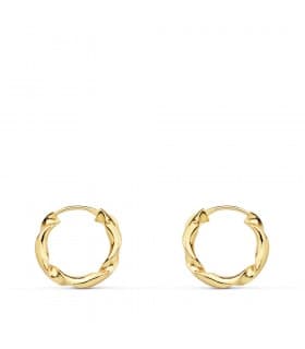 Aros Huecos Reliados Oro Amarillo 18 K 12 MM