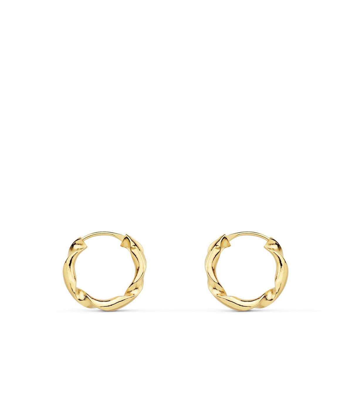 Aros Huecos Reliados Oro Amarillo 18 K 12 MM
