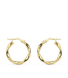 Orecchini cerchio intrecciati oro giallo 18 kt 20 mm per donna, lavorazione torchon
