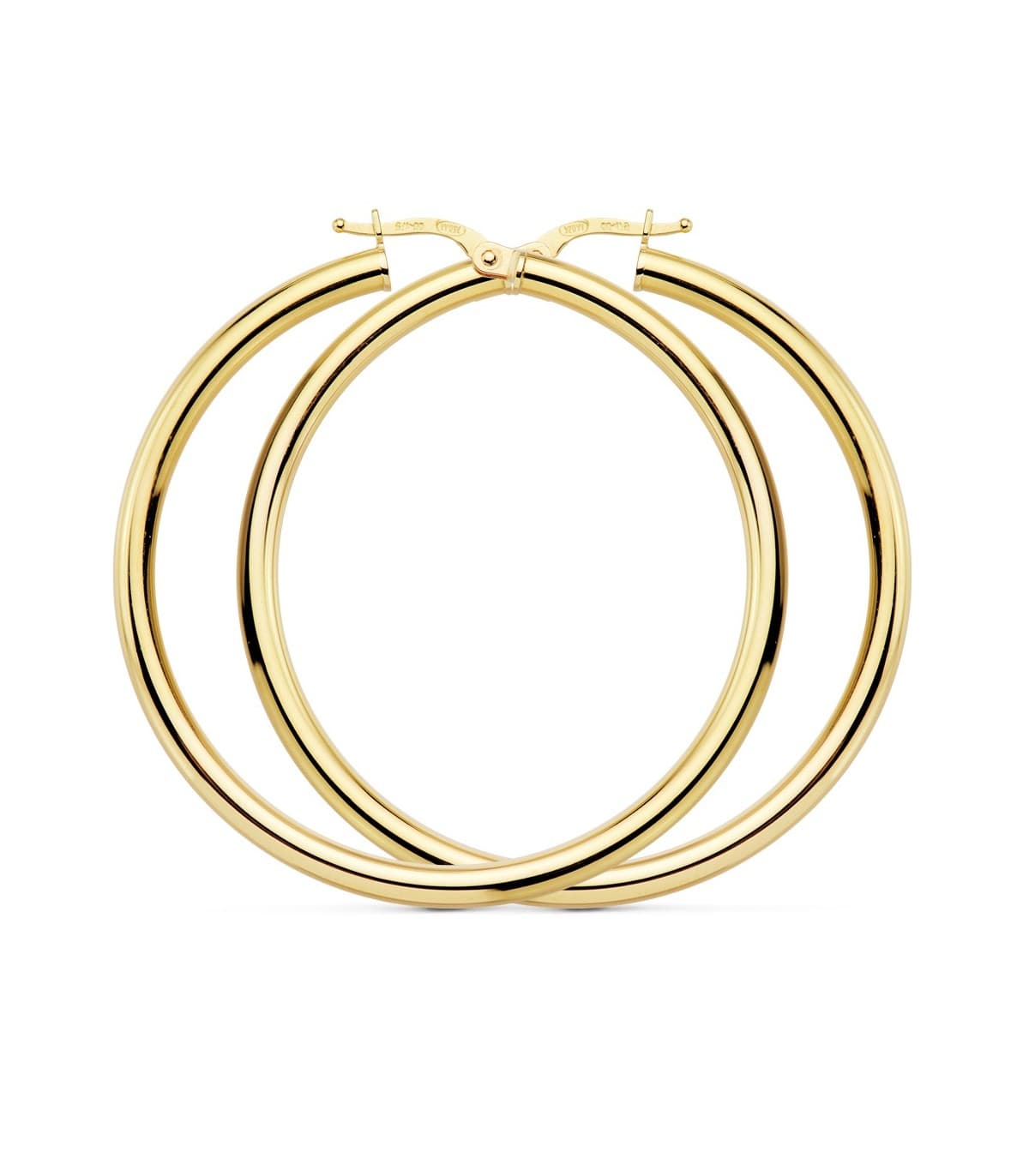 pendientes Aros grandes Redondos Huecos Oro Amarillo 18 K 46 MM