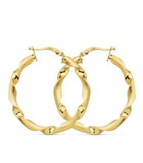 Aros Gallonados Oro Amarillo 18 K 31 MM