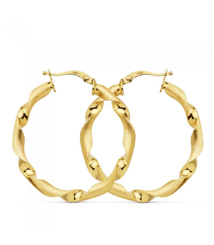 Aros Gallonados Oro Amarillo 18 K 31 MM