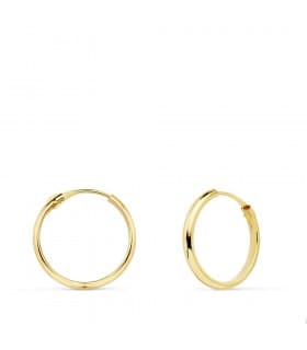 Pendientes aro de oro amarillo Lupita 16mm 18 Ktes