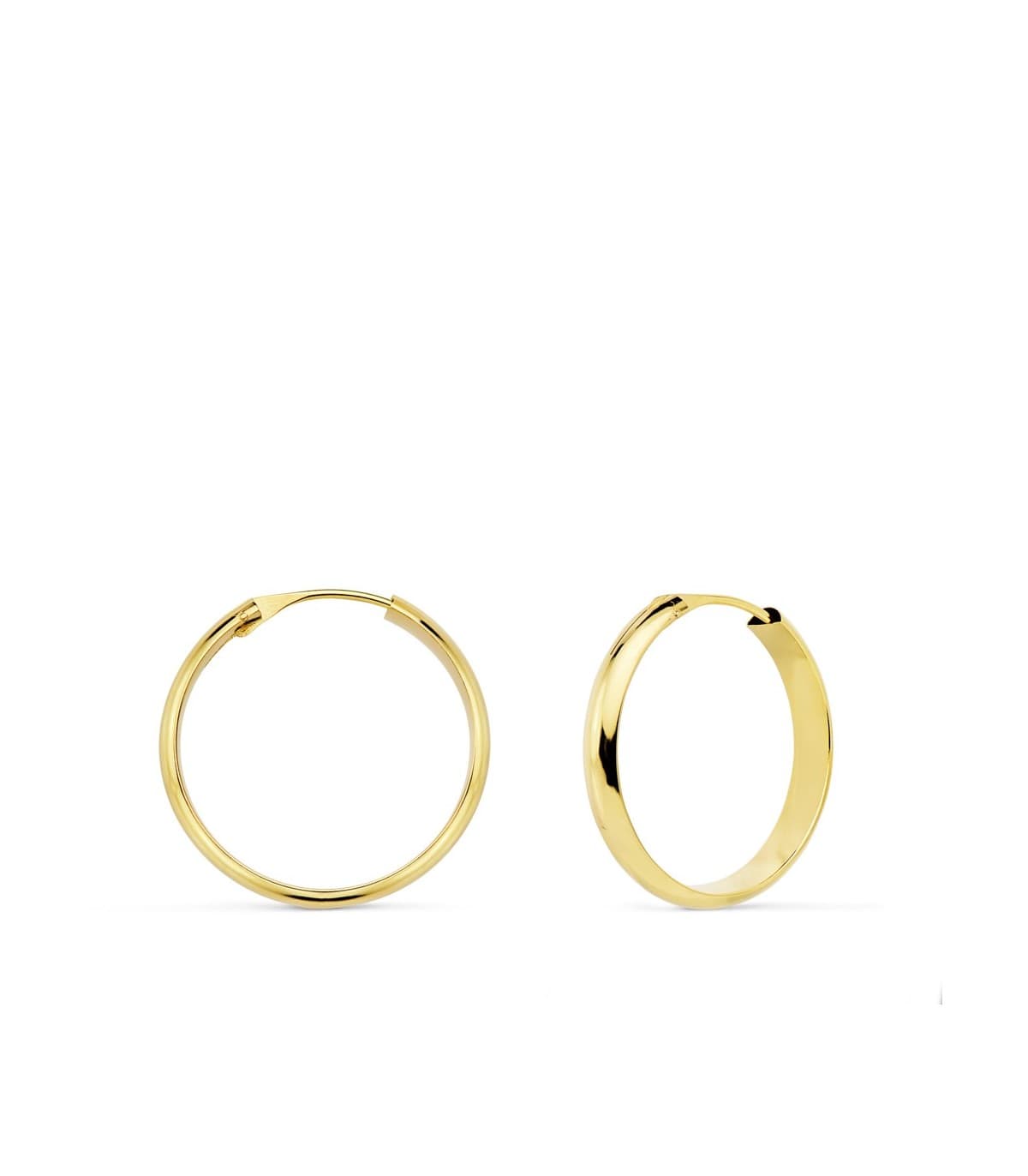 Aros lisos de media caña elaborados en Oro Amarillo de 18 Kilates 18 mm - Carmela