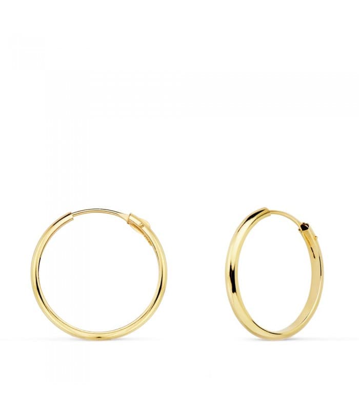 Pendientes aro de oro amarillo Lupita 18mm 18 Ktes