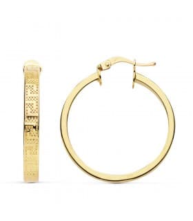 Orecchini Cerchio Greca Cavi oro giallo 18 Kt 28 MM, gioielli donna.