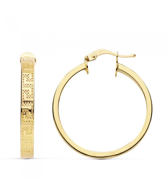 Créoles Grecque Creuses Or Jaune 18 K 28 MM