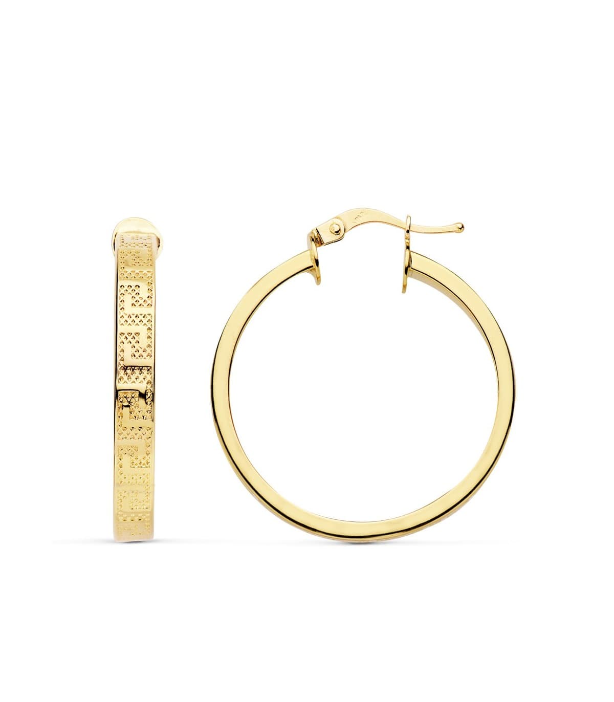 Aros Greca Huecos Oro Amarillo 18 K 27 MM