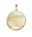 Colgante Nácar Mamá Oro Amarillo 18K Siluetas Niño Niña 20mm
