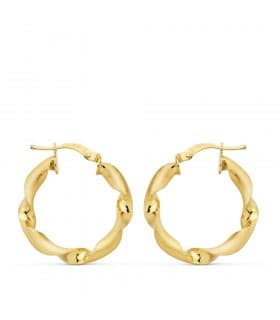 Orecchini cerchio torchon oro giallo 18 kt 22 mm, chiusura a baionetta