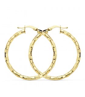 Orecchini cerchio sfaccettati oro giallo 18 Kt 34 mm