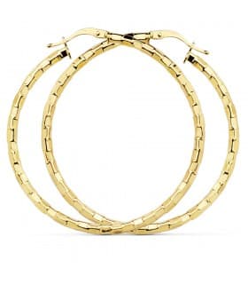 Aros Tallado Cuadrado Oro Amarillo 18 K 44 MM