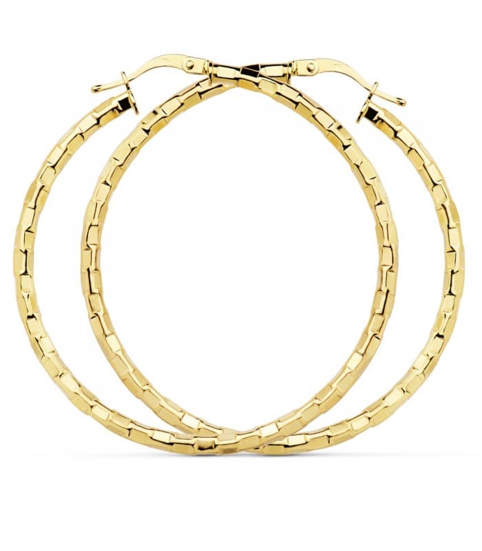 Créoles Facettées Carré Or Jaune 18 K 44 MM