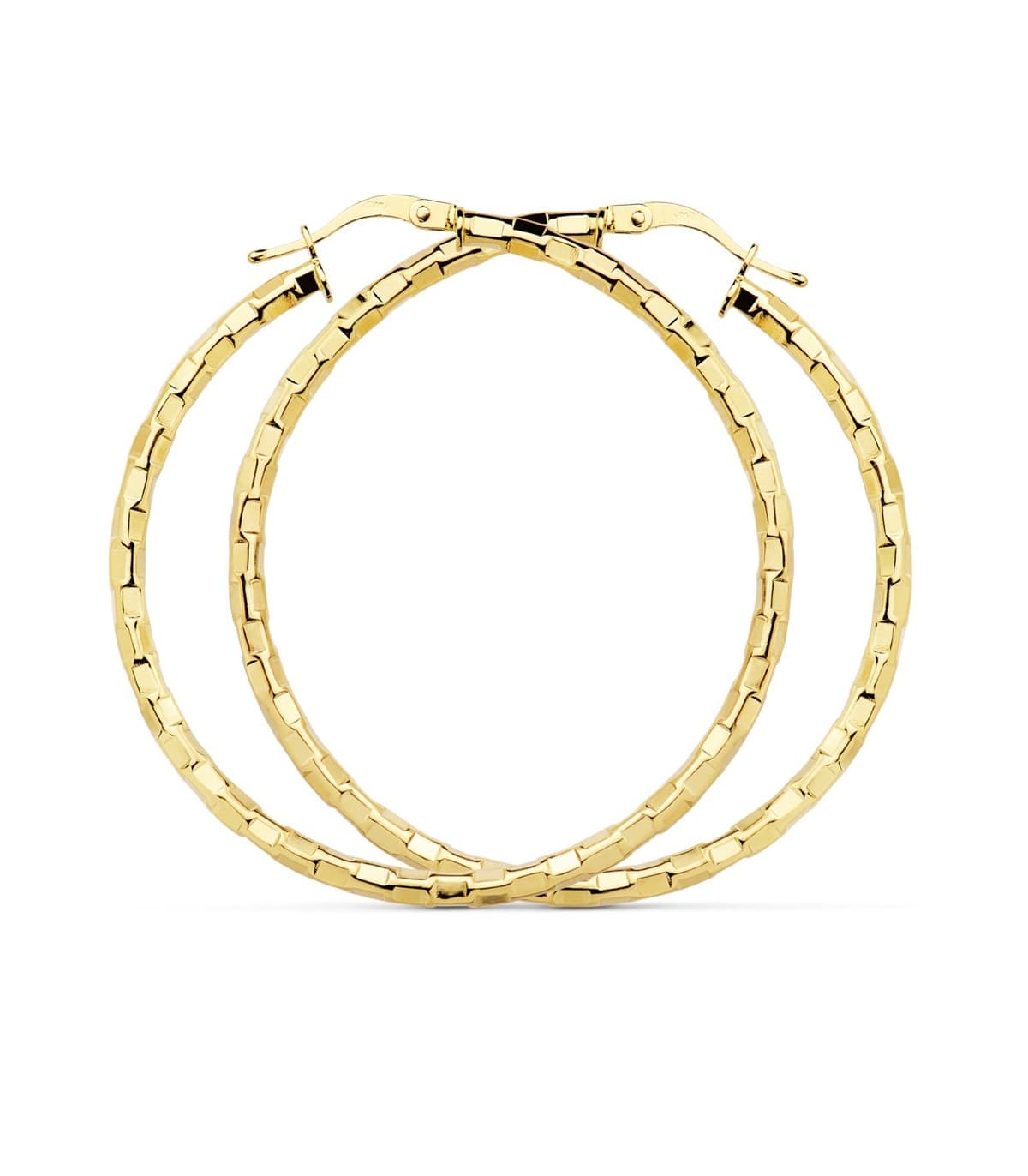 Aros Tallado Cuadrado Oro Amarillo 18 K 44 MM
