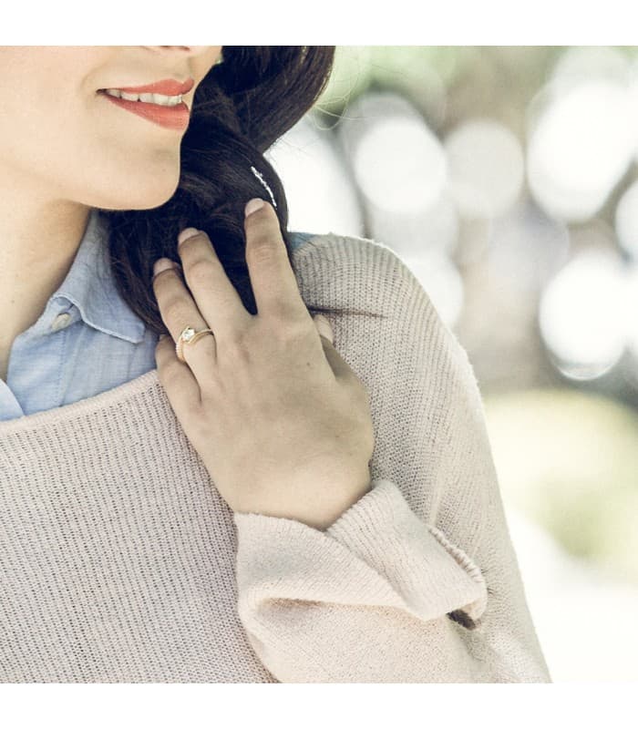 Solitär Ring mit Zirkonia Gold 18K /750er 19462-oa – Zirkonia Pavé, Modell JUNCIA, online kaufen