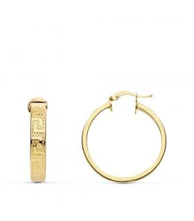 Orecchini a Cerchio Greca cavi oro giallo 18 Kt 20 mm, gioielli donna.