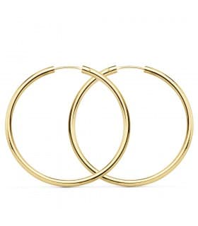 Cerchi canna tonda oro giallo 18Kt 35 mm, orecchini a cerchio donna.