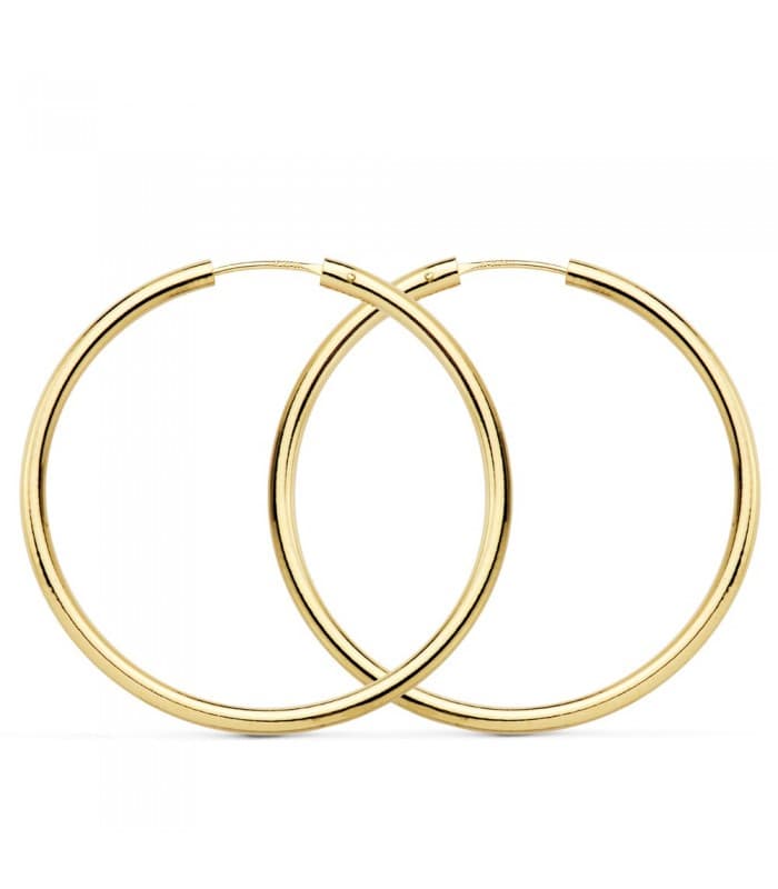 Aretes Redondos Oro Amarillo 18 K 35 MM