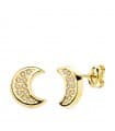 Pendientes Lunas Oro Amarillo 18 K 9 MM Circonitas
