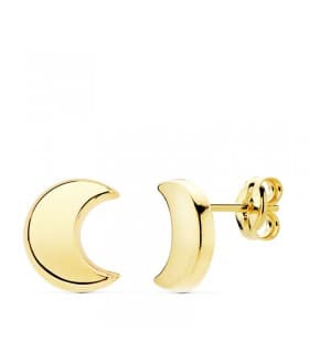 Orecchini Lune oro giallo 18 kt 9 mm - Orecchini a lobo Mezzaluna liscia, da donna